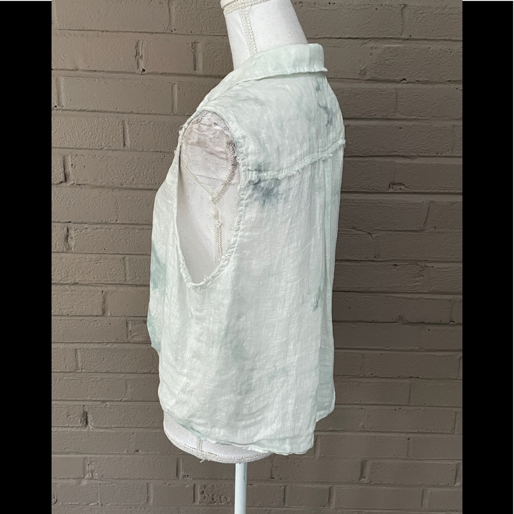 Bella Dahl Sleeveless tie waist linen top L - Picture 7 of 12